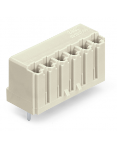 THT female header; 0.4 x 1.3 mm solder pin; straight; Pin spacing 5 mm; 4-pole; light gray