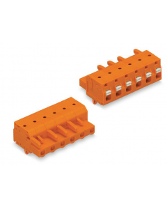 Female plug; 8-pole; push-button; snap-in mounting feet;12 AWG max; pin spacing 7.62 mm;1-conductor per pole; orange