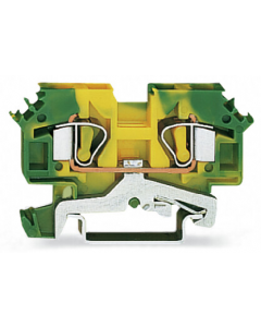 2-conductor ground terminal block; 6 mm²; suitable for Ex e II applications; lateral marker slots; for DIN-rail 35 x 15 and 35 x 7.5; CAGE CLAMP®; 6,00 mm²; green-yellow