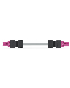pre-assembled interconnecting cable; Eca; Socket/plug; 2-pole; Cod. B; Control cable 2 x 1.0 mm²; 2 m; 1,00 mm²; pink