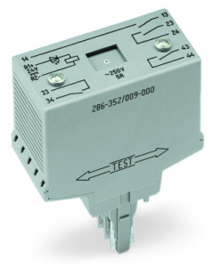 Relay module; Nominal input voltage: 24 VDC; 4 make contacts; Limiting continuous current: 5 A; Path; Red status indicator; Module width: 25 mm; gray
