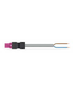 pre-assembled connecting cable; Eca; Plug/open-ended; 2-pole; Cod. B; Control cable 2 x 1.0 mm²; 6 m; 1,00 mm²; pink
