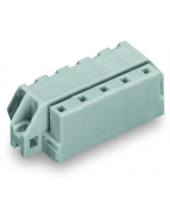 1-conductor female plug; angled; clamping collar; 2.5 mm²; Pin spacing 7.5 mm; 10-pole; 2,50 mm²; gray