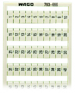 WMB marking card; as card; MARKED; 1 ... 50 (2x); not stretchable; Vertical marking; snap-on type; white
