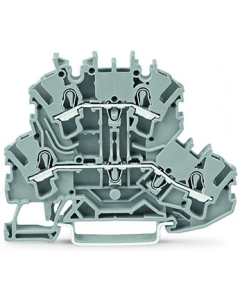 Double-deck terminal block; Through/through terminal block; N/L; without marker carrier; suitable for Ex e II applications; for DIN-rail 35 x 15 and 35 x 7.5; 2.5 mm²; Push-in CAGE CLAMP®; 2,50 mm²; orange