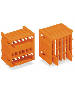 THT double-deck male header; 1.0 x 1.0 mm solder pin; angled; 100% protected against mismating; Pin spacing 3.81 mm; 10-pole; orange