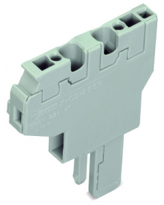 Start module for 2-conductor female connector; with integrated end plate; 4 mm²; 1-pole; 4,00 mm²; gray
