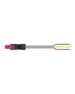 pre-assembled connecting cable; Eca; Socket/open-ended; 3-pole; Cod. B; 2 m; 1,50 mm²; pink