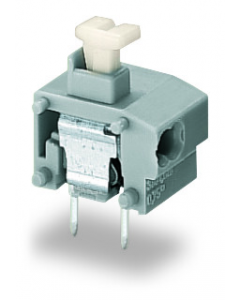 Stackable 2-conductor PCB terminal block; push-button; 0.75 mm²; Pin spacing 10/10.16 mm; 1-pole; PUSH WIRE®; 0,75 mm²; gray