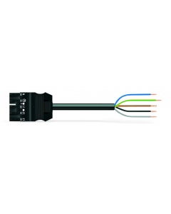 pre-assembled connecting cable; Eca; Plug/open-ended; 5-pole; Cod. A; H05Z1Z1-F 5G 1.5 mm²; 4m; 1,50 mm²; black