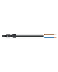 pre-assembled connecting cable; Eca; Plug/open-ended; 2-pole; Cod. A; H05Z1Z1-F 2 x 1,50 mm²; 2 m; 1,50 mm²; black