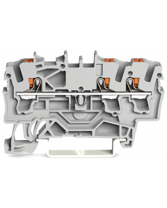 3-conductor through terminal block; with push-button; 2.5 mm²; with test port; for Ex e II and Ex i applications; side and center marking; for DIN-rail 35 x 15 and 35 x 7.5; Push-in CAGE CLAMP®; 2,50 mm²; black