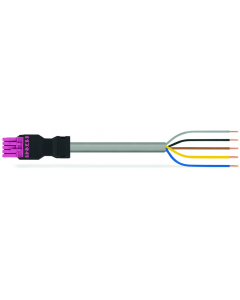 pre-assembled connecting cable; Eca; Socket/open-ended; 5-pole; Cod. B; 4m; 1,50 mm²; pink