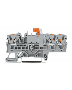 TOPJOB®S disconnect/test terminal block with Push-buttons; rail mount; 3-conductor; 5.2 mm wide; gray