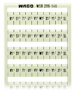 WSB marking card; as card; MARKED; R1, S1, T1, U1, V1, W1, X1, Y1, Z1,SL (10x); not stretchable; Horizontal marking; snap-on type; white