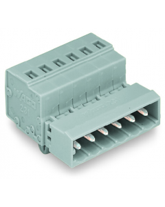 1-conductor male connector; Snap-in mounting feet; 2.5 mm²; Pin spacing 5 mm; 3-pole; 2,50 mm²; gray