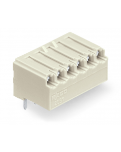 THT female header; 0.4 x 0.9 mm solder pin; angled; Pin spacing 3.5 mm; 4-pole; light gray