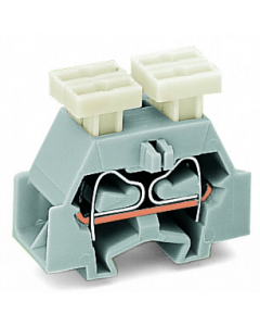 Space-saving, 4-conductor end terminal block; suitable for Ex i applications; on both sides with push-button; without protruding snap-in mounting foot; for terminal strips with snap-in mounting feet; 2.5 mm²; CAGE CLAMP®; 2,50 mm²; blue