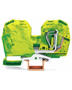 POWER CAGE CLAMP ground terminal block; with integrated end plate; DIN 35 x 15 rail mount; 2-conductor; 2 AWG; 16 mm wide; green-yellow