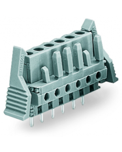 THT female header; 0.6 x 1.0 mm solder pin; straight; Locking lever; Pin spacing 5 mm; 10-pole; gray