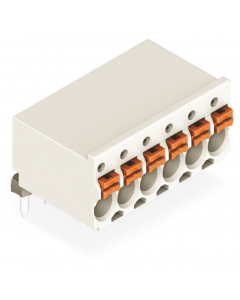 1-conductor female plug; push-button; 1.5 mm²; Pin spacing 3.5 mm; 6-pole; 1,50 mm²; light gray