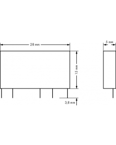 Basic relay; Nominal input voltage: 5 VDC; 1 changeover contact; Limiting continuous current: 6 A; Module width: 5 mm