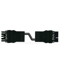 pre-assembled interconnecting cable; Socket/plug; 5-pole; Cod. A; H05Z1Z1-F 5G 4.0 mm²; 2 m; 4,00 mm²; black
