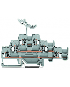 Triple-deck terminal block; Through/through/through terminal block; with additional jumper position on lower level; for DIN-rail 35 x 15 and 35 x 7.5; 2.5 mm²; CAGE CLAMP®; 2,50 mm²; gray/gray/gray