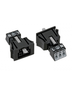 WINSTA® through-panel socket (female); MINI; snap-in; L/G/N marking; 3-pole; black