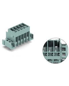 THT male header; 1.0 x 1.0 mm solder pin; straight; clamping collar; Pin spacing 5 mm; 3-pole; gray