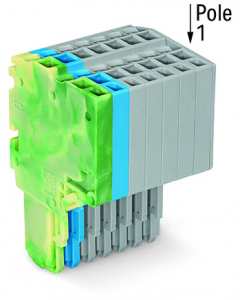 2-conductor female connector; 1.5 mm²; 8-pole; 1,50 mm²; green-yellow, blue, gray