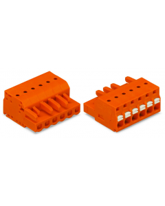 Female plug; 13-pole; push-button; with integrated end plate;12 AWG max; pin spacing 5.08 mm;1-conductor per pole; orange
