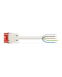 pre-assembled connecting cable; Eca; Socket/open-ended; 5-pole; Cod. P; H05Z1Z1-F 5G 2.5 mm²; 1 m; 2,50 mm²; red