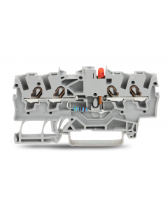 LED terminal block; red LED (PN); 24 VDC; rail mount; 4-conductor; 4.2 mm wide; gray