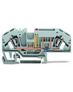 2-conductor fuse terminal block; for automotive blade-style fuses; with test option; with blown fuse indication by LED; 24 V; for DIN-rail 35 x 15 and 35 x 7.5; 6 mm²; CAGE CLAMP®; 6,00 mm²; gray