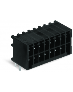 THR male header, 2-row; 0.8 x 0.8 mm solder pin; angled; 100% protected against mismating; Pin spacing 3.5 mm; 30-pole; black