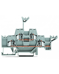 Double-deck terminal block; Through/through terminal block; with additional jumper position on lower level; for DIN-rail 35 x 15 and 35 x 7.5; 2.5 mm²; CAGE CLAMP®; 2,50 mm²; gray/gray