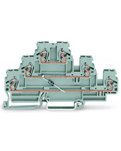 Component terminal block; triple-deck; with diode 1N4007; Anode, top; for DIN-rail 35 x 15 and 35 x 7.5; 2.5 mm²; CAGE CLAMP®; 2,50 mm²; gray