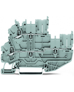 1-conductor/1-pin double deck receptacle terminal block; Through/through terminal block; N/L; without marker carrier; suitable for Ex nA applications; for DIN-rail 35 x 15 and 35 x 7.5; 2.5 mm²; Push-in CAGE CLAMP®; 2,50 mm²; gray