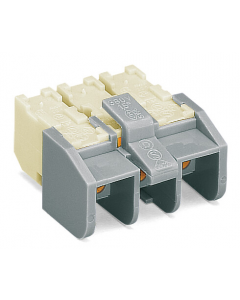 Power supply connector; without push-buttons; without snap-in mounting feet; without ground contact; 3-pole; 2,50 mm²; white/gray