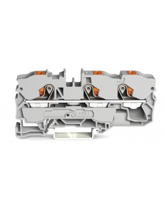 TOPJOB®S feedthrough terminal block with Push-buttons; rail mount; 3-conductor; 10 mm wide; gray