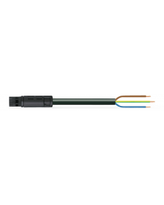 pre-assembled connecting cable; Eca; Plug/open-ended; 3-pole; Cod. A; H05VV-F 3G 1.5 mm²; 7 m; 1,50 mm²; black