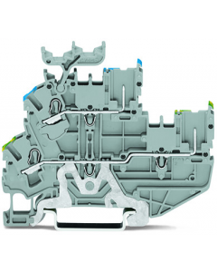 1-conductor/1-pin double deck receptacle terminal block; Ground conductor/through terminal block; PE/N; without marker carrier; suitable for Ex nA applications; for DIN-rail 35 x 15 and 35 x 7.5; 2.5 mm²; Push-in CAGE CLAMP®; 2,50 mm²; gray