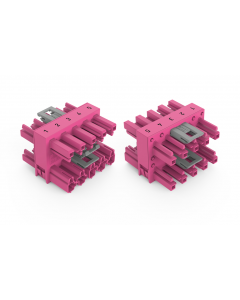 3-way distribution connector; 5-pole; Cod. B; 1 input; 3 outputs; pink