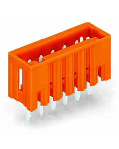 THT male header; 1.0 x 1.0 mm solder pin; straight; 100% protected against mismating; Pin spacing 3.81 mm; 5-pole; orange