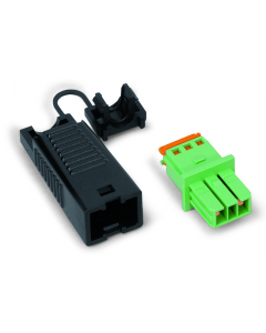 Socket; with strain relief housing; 2-pole; Cod. E; green